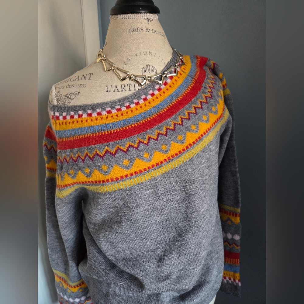 Multicolor Fair Isle Women's Sweater - Picture 10 of 14